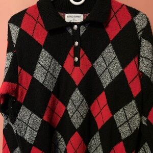 Vintage Alfred Dunner Argyle Quarter Button Collar Pullover Sweater Size Medium